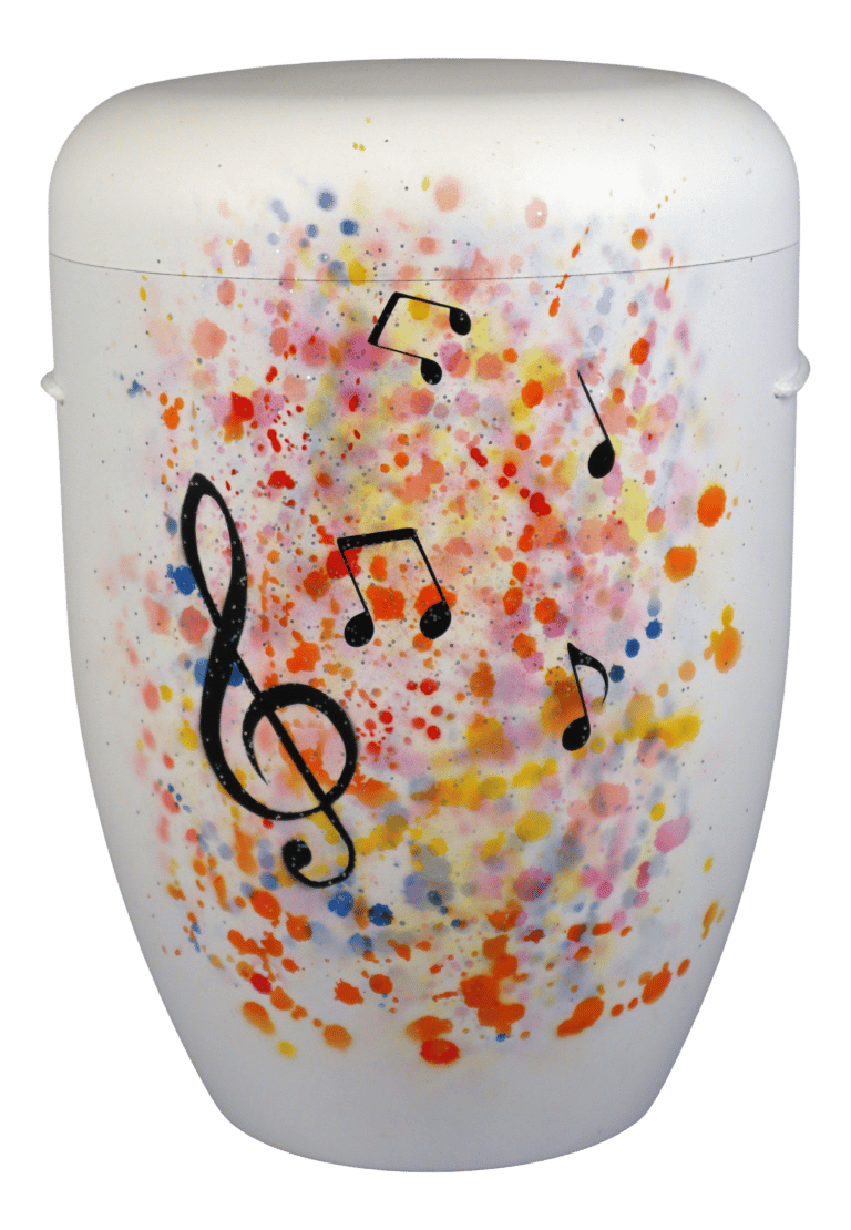 Musiknoten color splash auf weiß matt